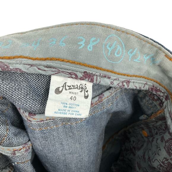 Azzure Voodoo Collection Wide Leg Dark Blue Wash Men's Blue Jeans Size 40 - Picture 4 of 8